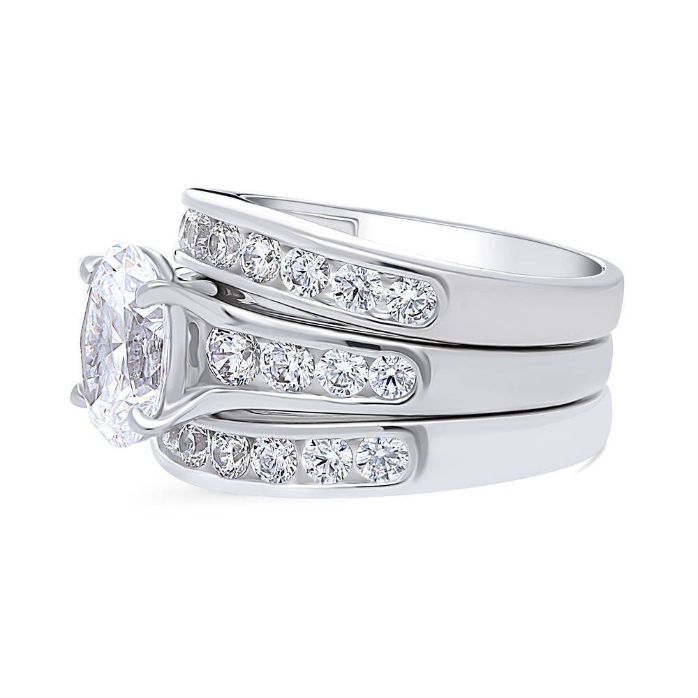 Solitaire 2.5ct Oval CZ Ring Set in Sterling Silver