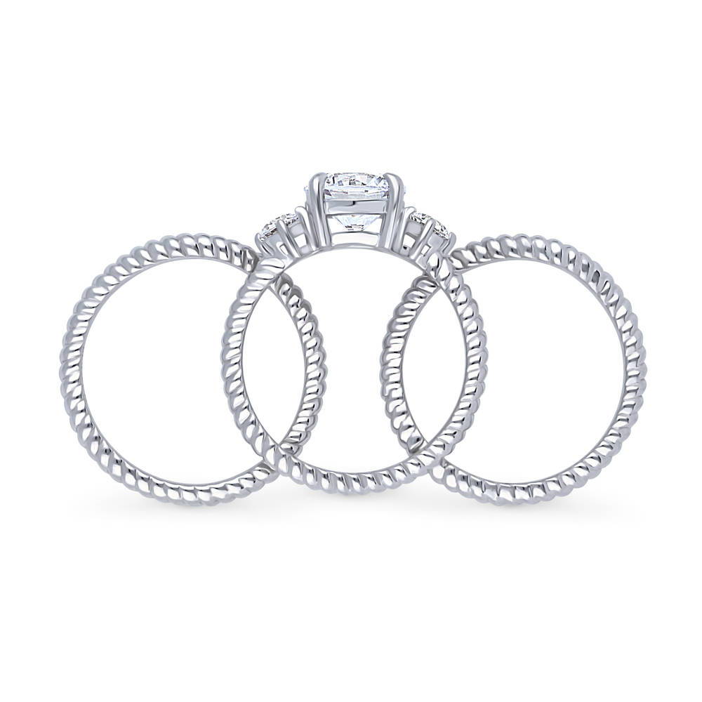 3-Stone Woven 2ct CZ Ring Set in Sterling Silver