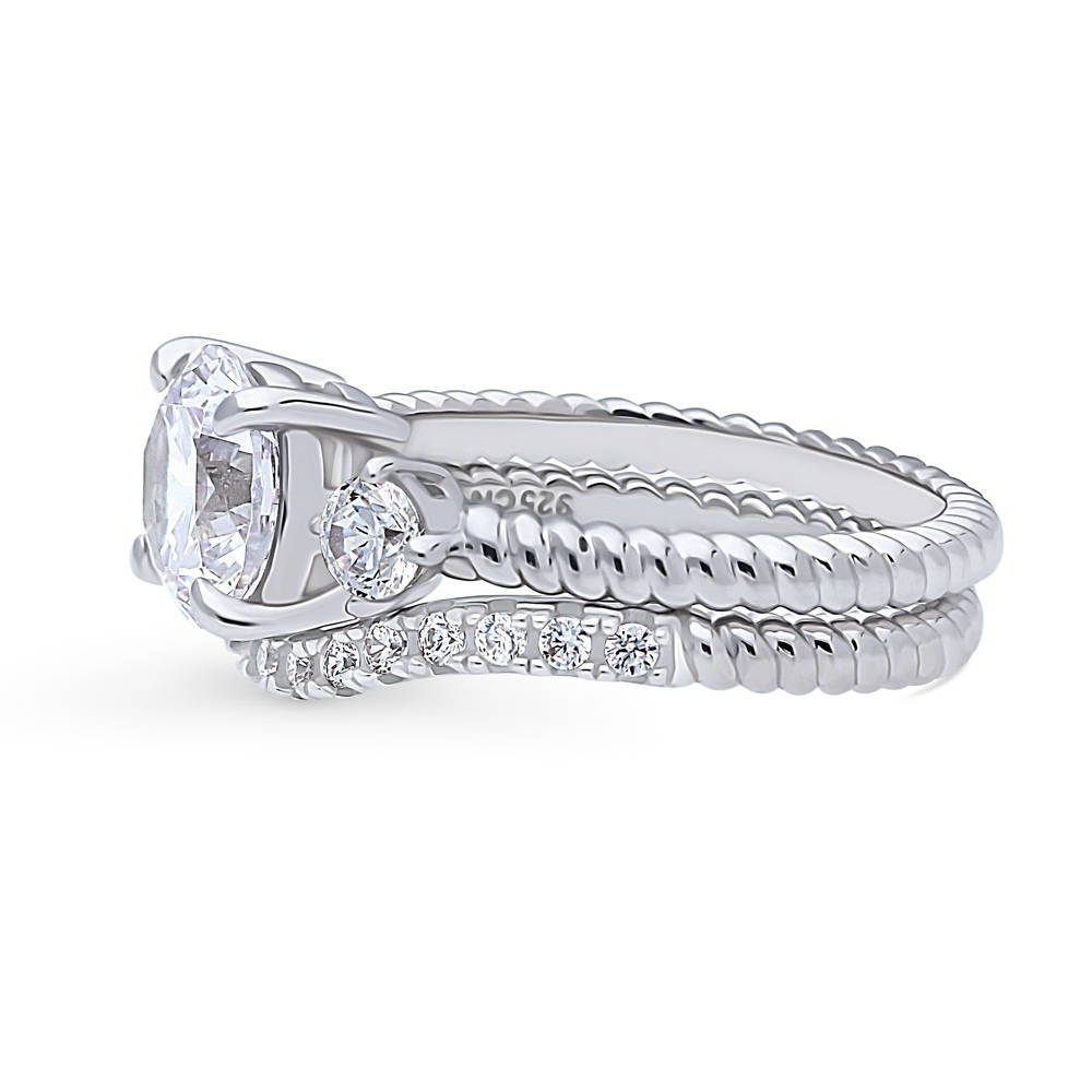 3-Stone Woven Round CZ Ring Set in Sterling Silver