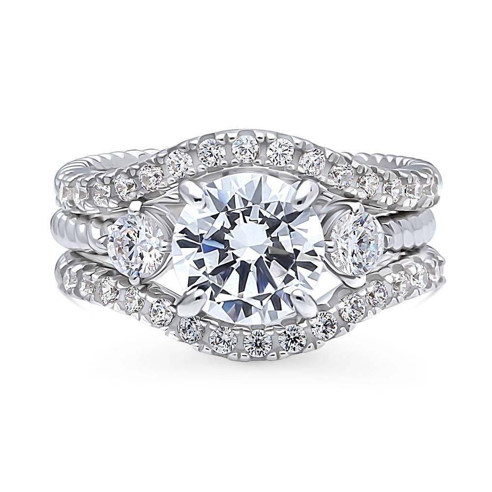 3-Stone Woven Round CZ Ring Set in Sterling Silver