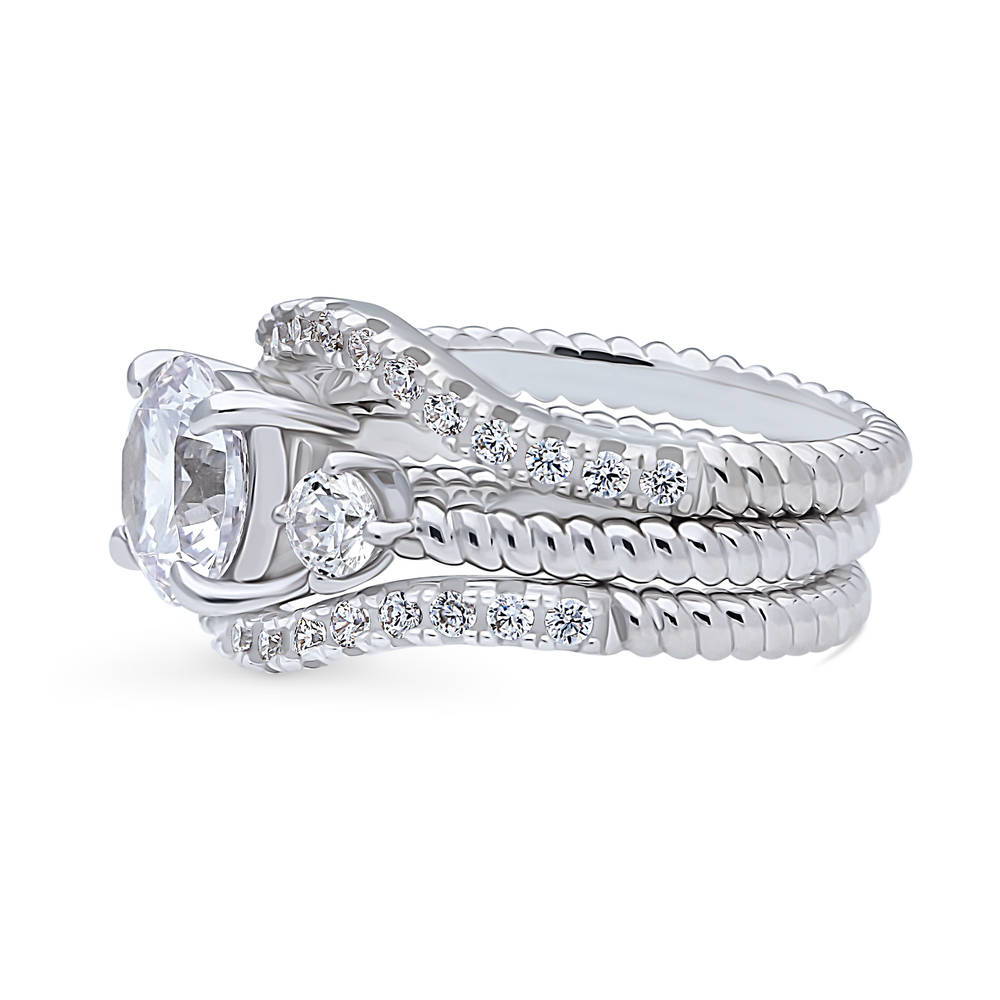 3-Stone Woven Round CZ Ring Set in Sterling Silver