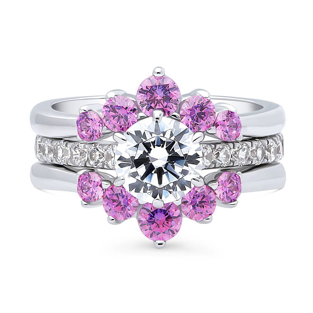 5-Stone Solitaire CZ Ring Set in Sterling Silver