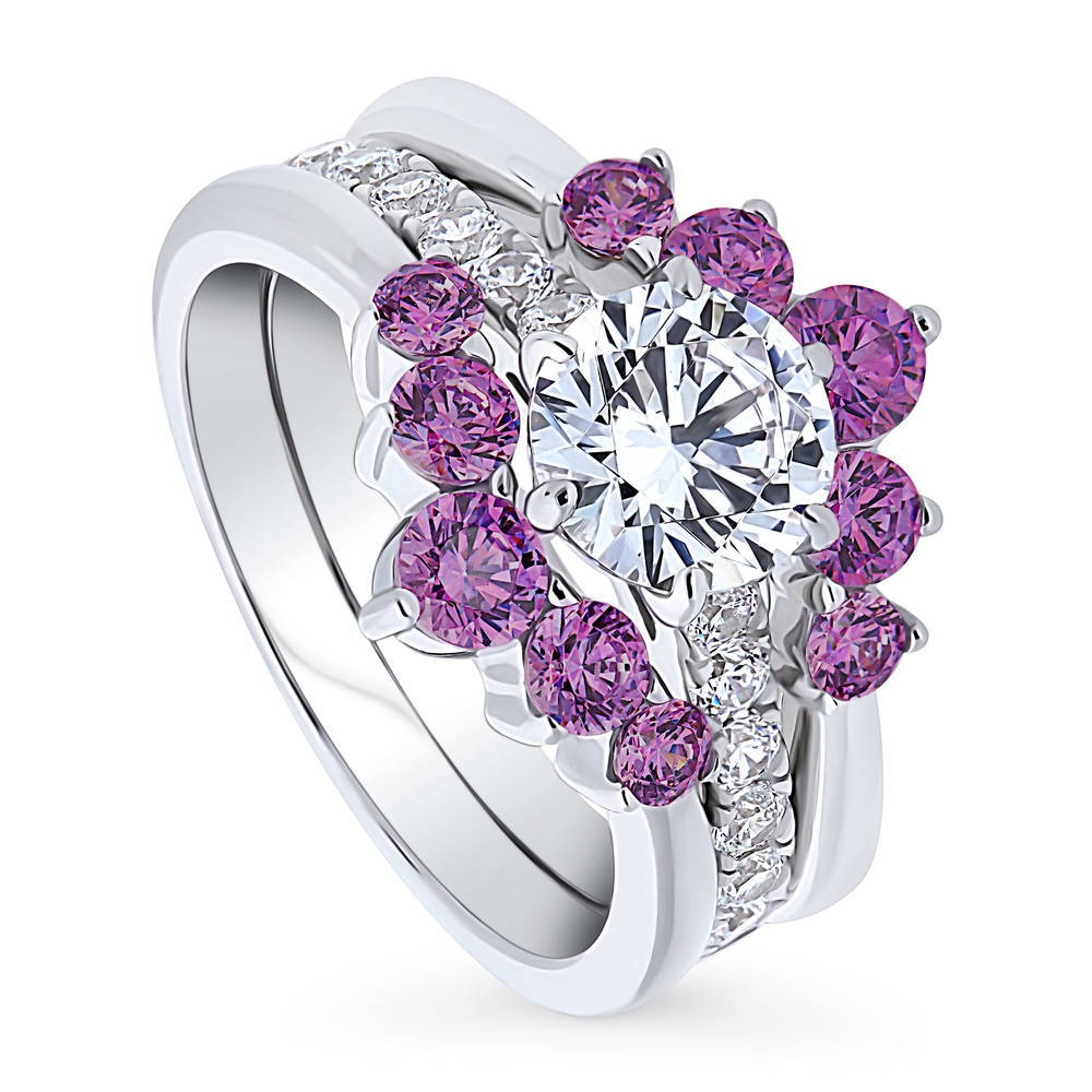 Solitaire 5-Stone Wishbone 1.25ct CZ Ring Set in Sterling Silver