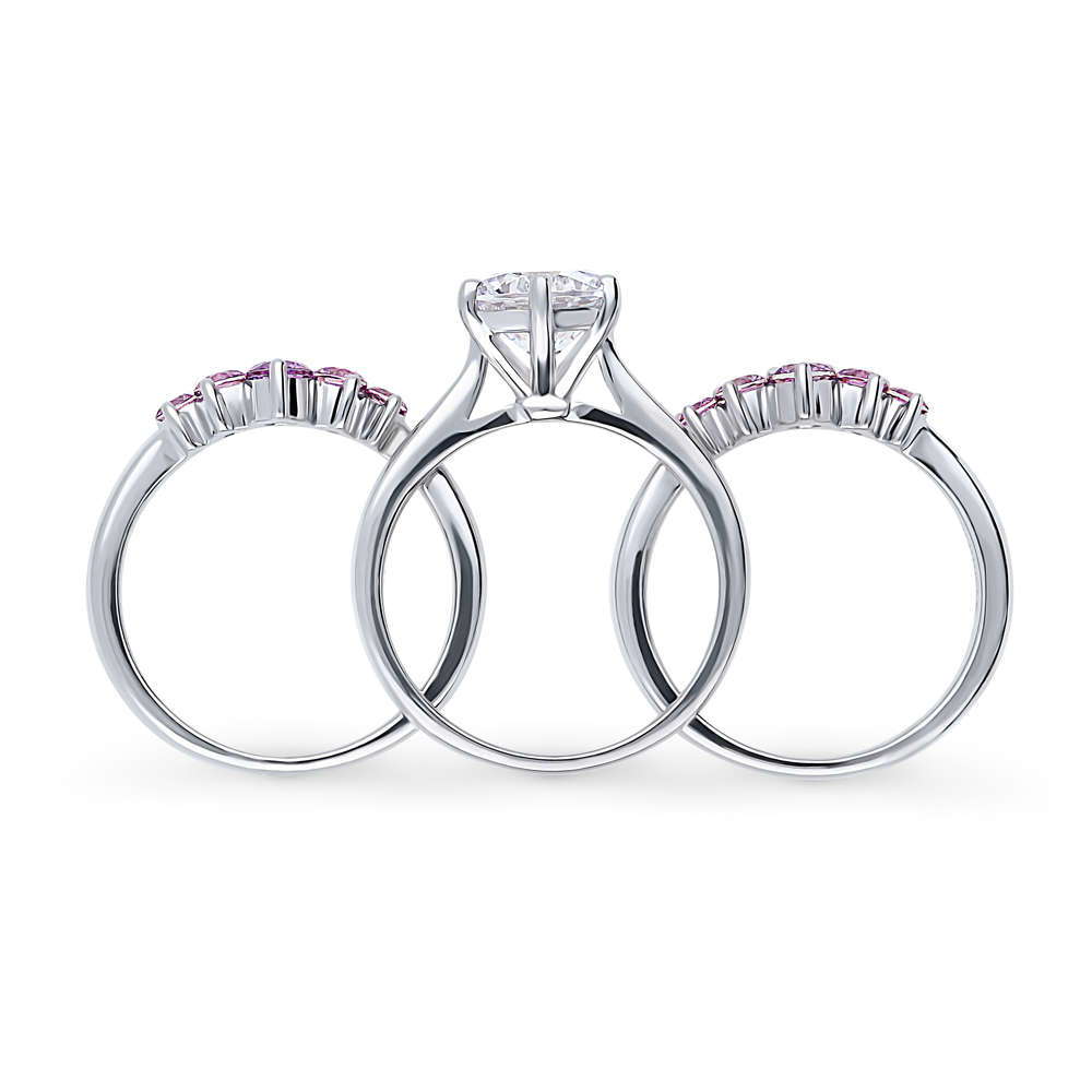 5-Stone Solitaire CZ Ring Set in Sterling Silver