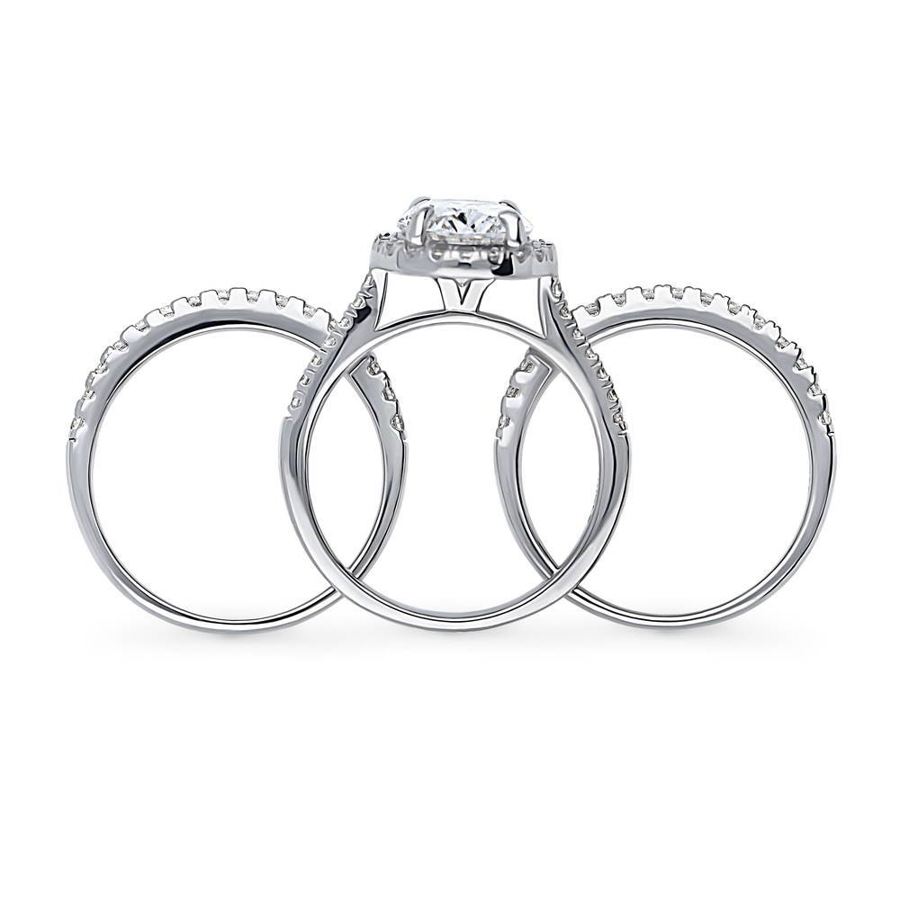 Halo Oval CZ Ring Set in Sterling Silver