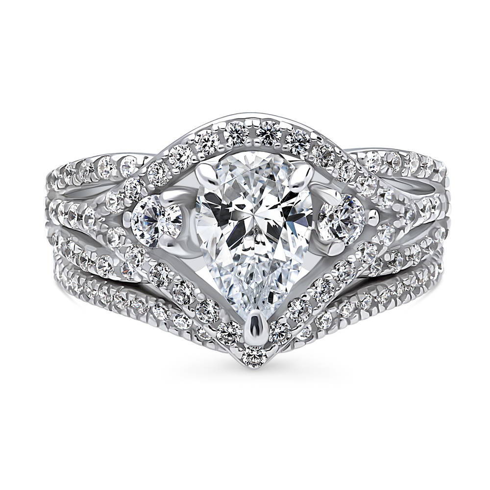 Wishbone Woven 3-Stone 1.3ct CZ Ring Set in Sterling Silver