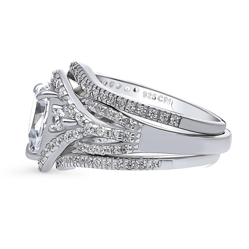 3-Stone Woven Pear CZ Ring Set in Sterling Silver