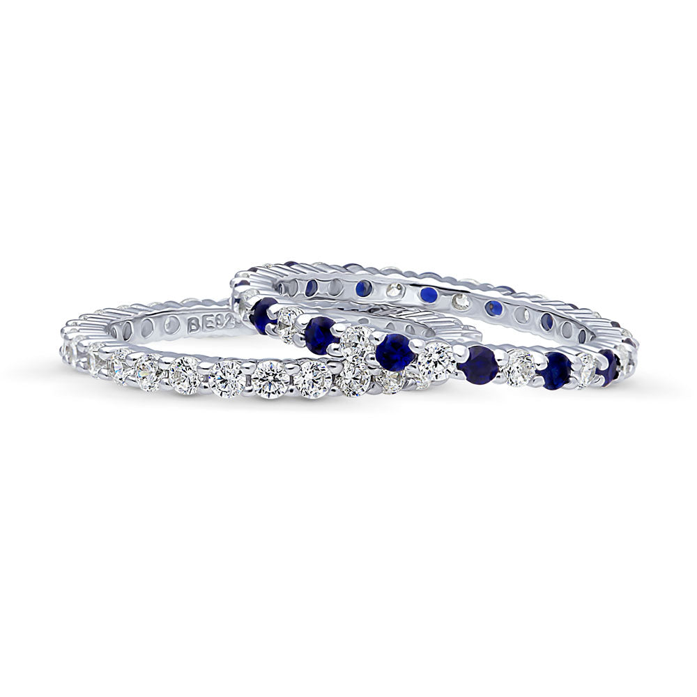 Pave CZ Eternity Ring Set in Sterling Silver