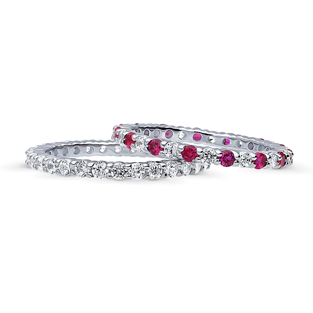 Pave CZ Eternity Ring Set in Sterling Silver