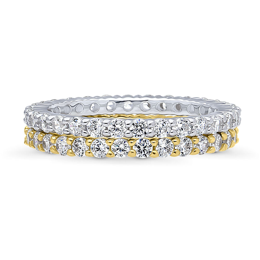 Pave Set CZ Eternity Ring Set in Sterling Silver, 1 of 8