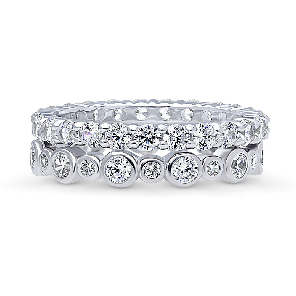 Bubble Pave Set CZ Eternity Ring Set in Sterling Silver, 1 of 13
