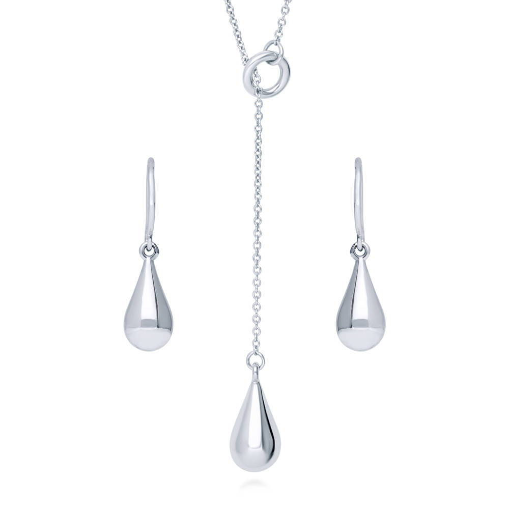 Teardrop Necklace and Earrings Set in Sterling Silver, 1 of 6