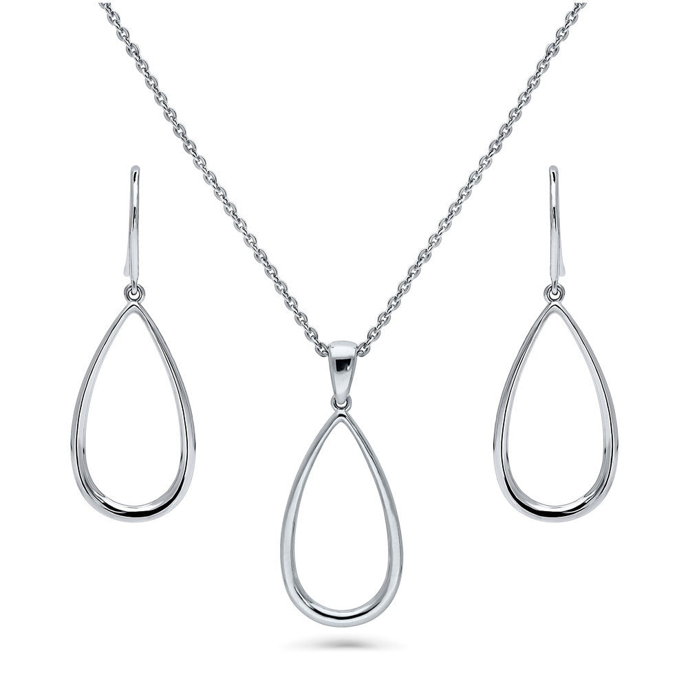 Teardrop Necklace and Earrings Set in Sterling Silver, 1 of 11