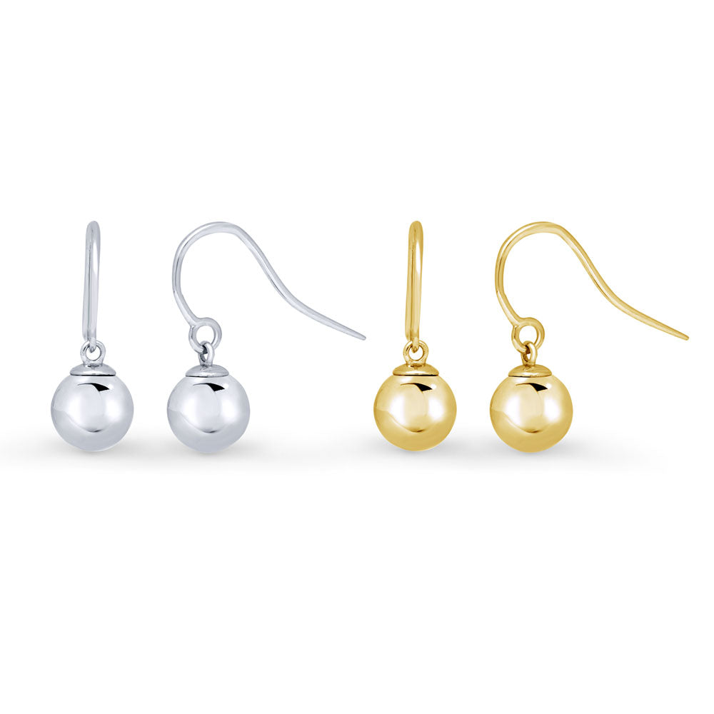 Ball Bead Earrings in Gold Flashed Sterling Silver, 2 Pairs