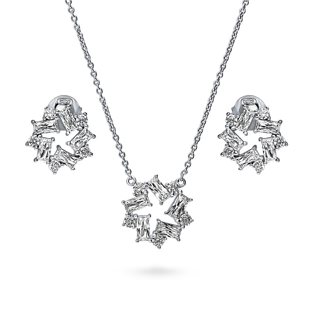 Wreath CZ Necklace and Earrings Set in Sterling Silver, 1 of 9