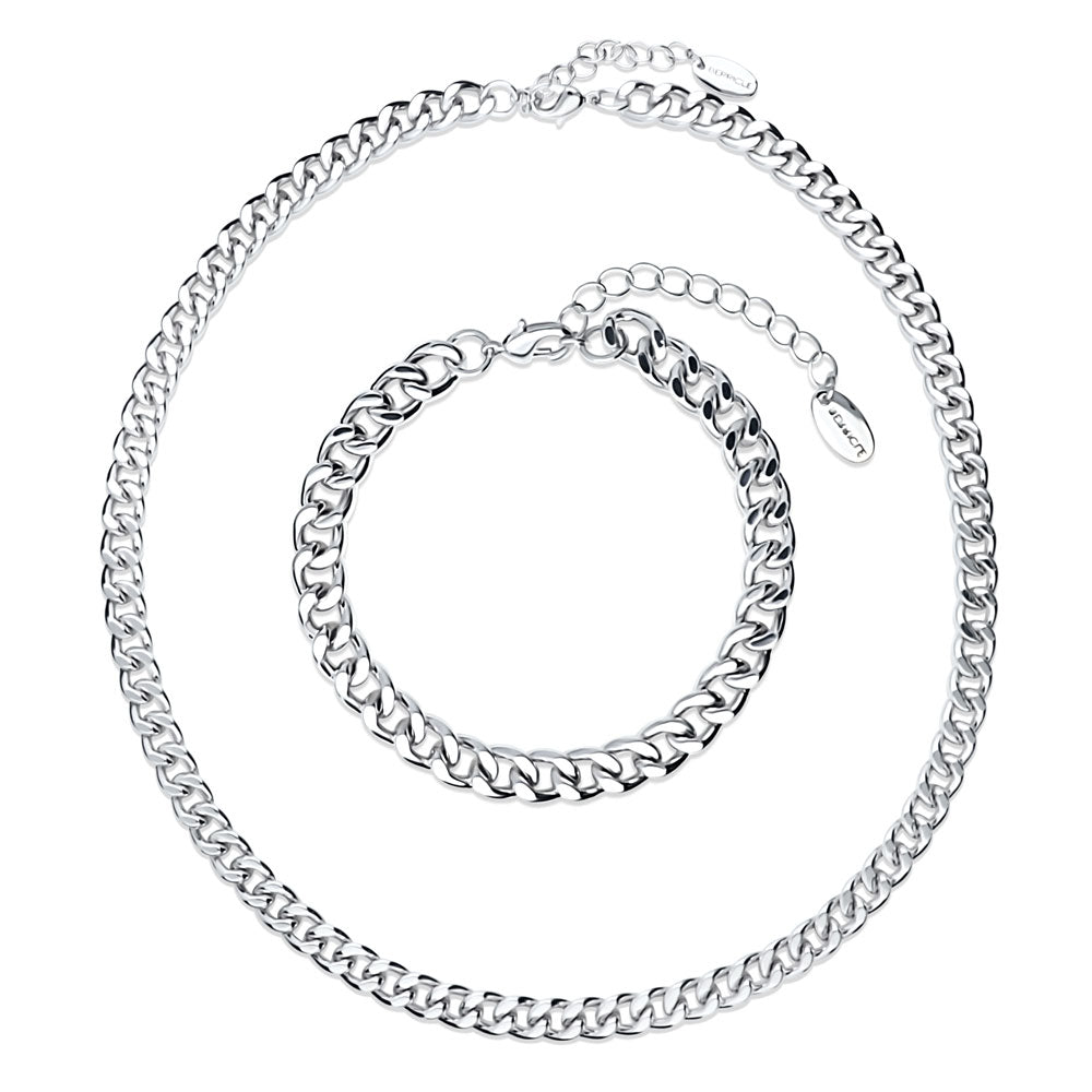 Statement Bracelet and Necklace Set in Silver-Tone, 2 Piece, 1 of 11