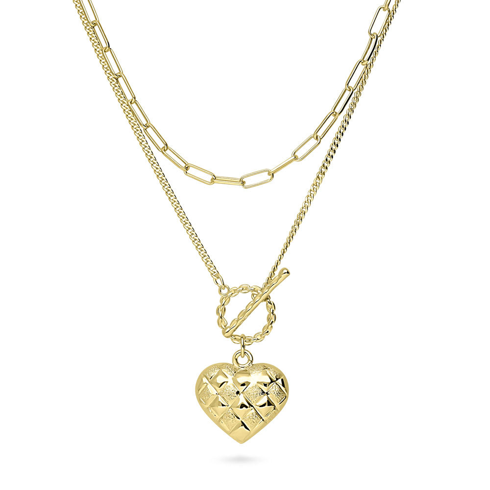 Paperclip Heart Chain Necklace in Yellow Gold-Flashed, 2 Piece, 1 of 18
