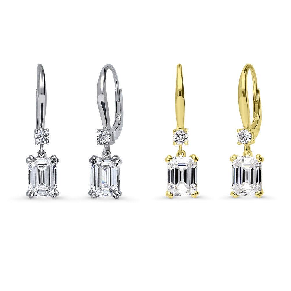 Solitaire CZ Earrings in Gold Flashed Sterling Silver, 2 Pairs