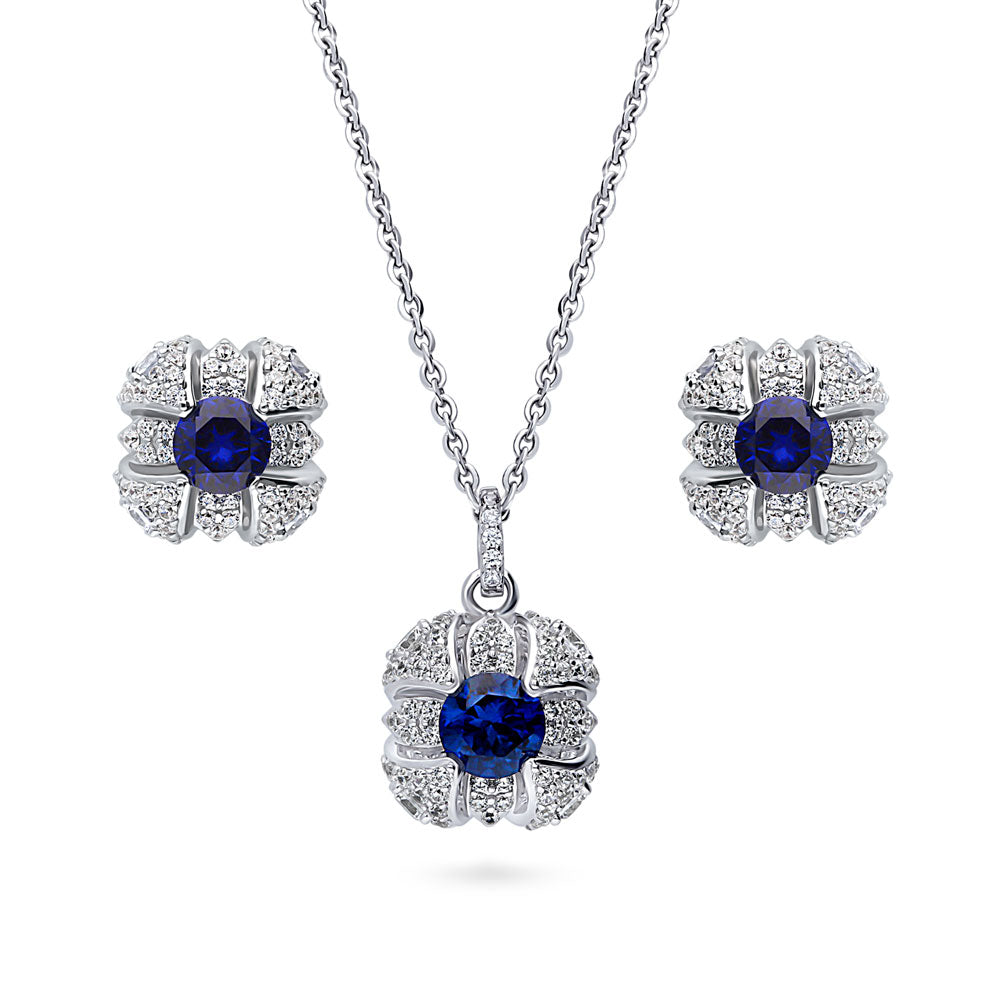 Square Simulated Blue Sapphire CZ Set in Sterling Silver, 1 of 11