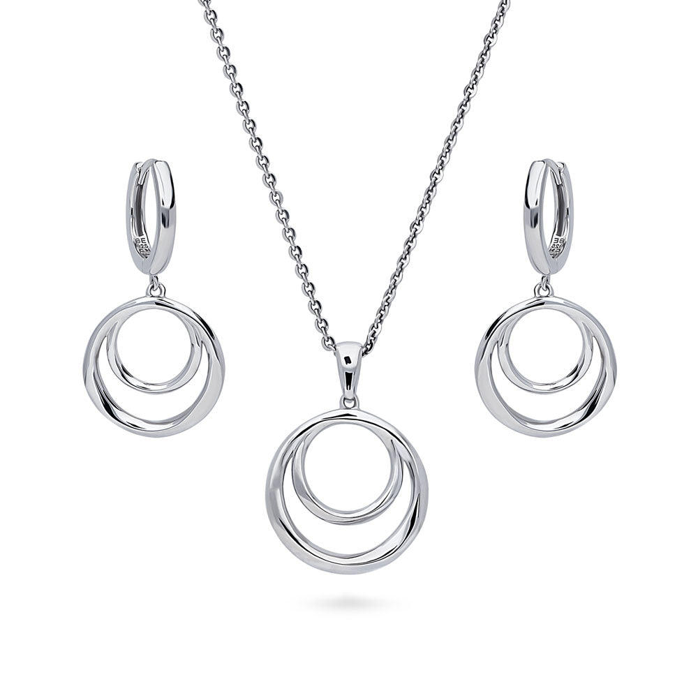 Open Circle Necklace and Earrings Set in Sterling Silver, 1 of 10