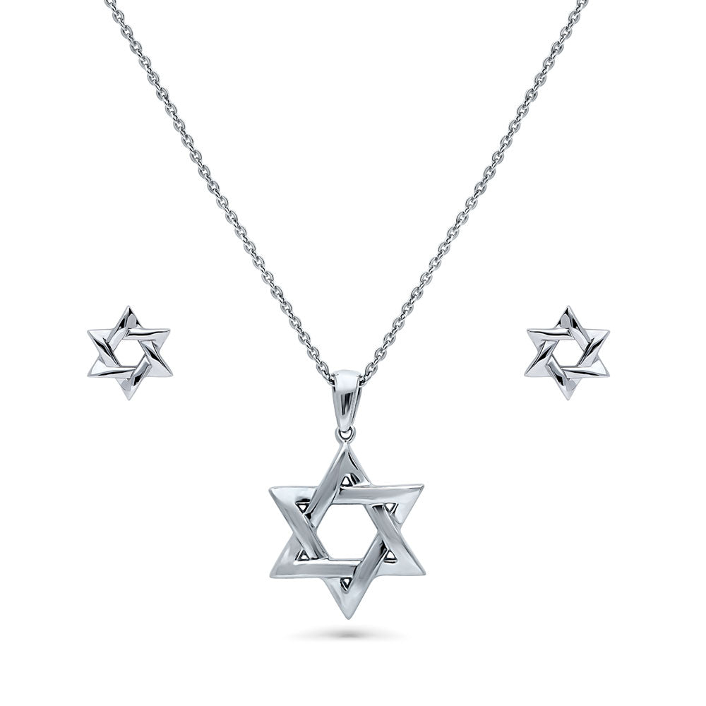 Star of David Necklace and Earrings Set in Sterling Silver, 1 of 12