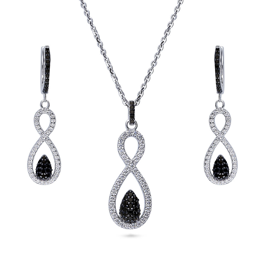 Black and White Infinity CZ Set in Sterling Silver, 1 of 14