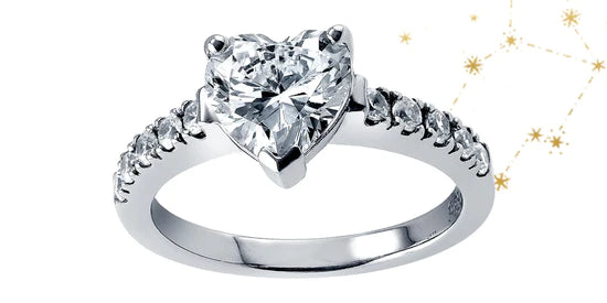 Sterling Silver CZ Solitaire Heart Ring 2 CTW