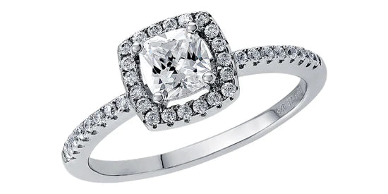 Sterling Silver Cushion CZ Halo Ring 0.8 CTW