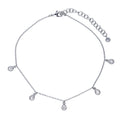 CZ Rolo Chain Charm Anklet, Silver-Tone