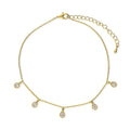 CZ Rolo Chain Charm Anklet, Gold-Tone