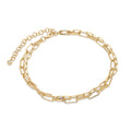 Front view of Paperclip CZ Link Chain Anklet in Gold-Tone