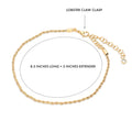 Angle view of Woven CZ Rope Chain Anklet, Gold-Tone