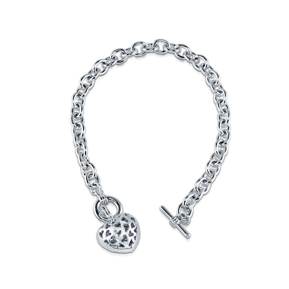 Alternate view of Heart CZ Necklace Earrings and Bracelet in Silver-Tone, 16 of 19