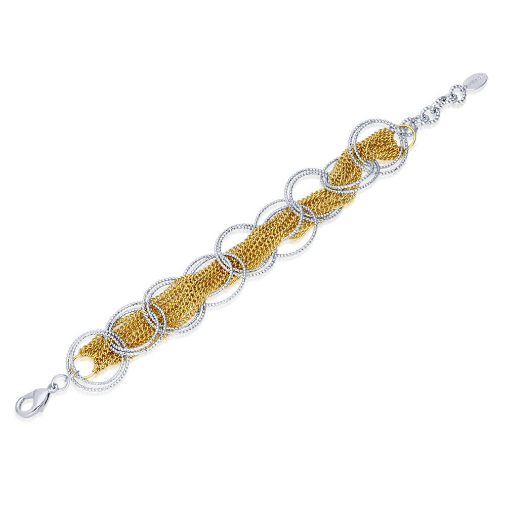 Open Circle Chain Bracelet in Brass 20mm, Gold-Tone And Silver-Tone