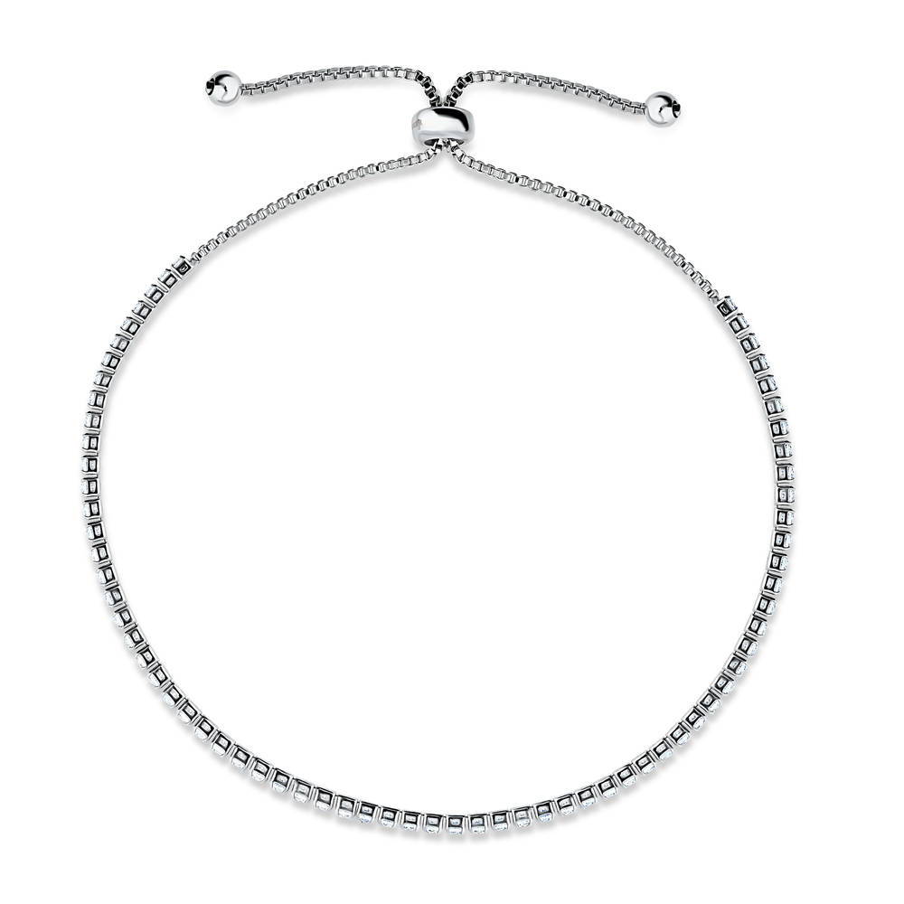 Angle view of CZ Tennis Bracelet Gold Flashed, Clear Color