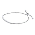 Front view of Bar CZ Rolo Chain Bracelet in Sterling Silver, Rhodium Plated