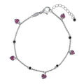 Heart CZ Station Bracelet in Sterling Silver, Black