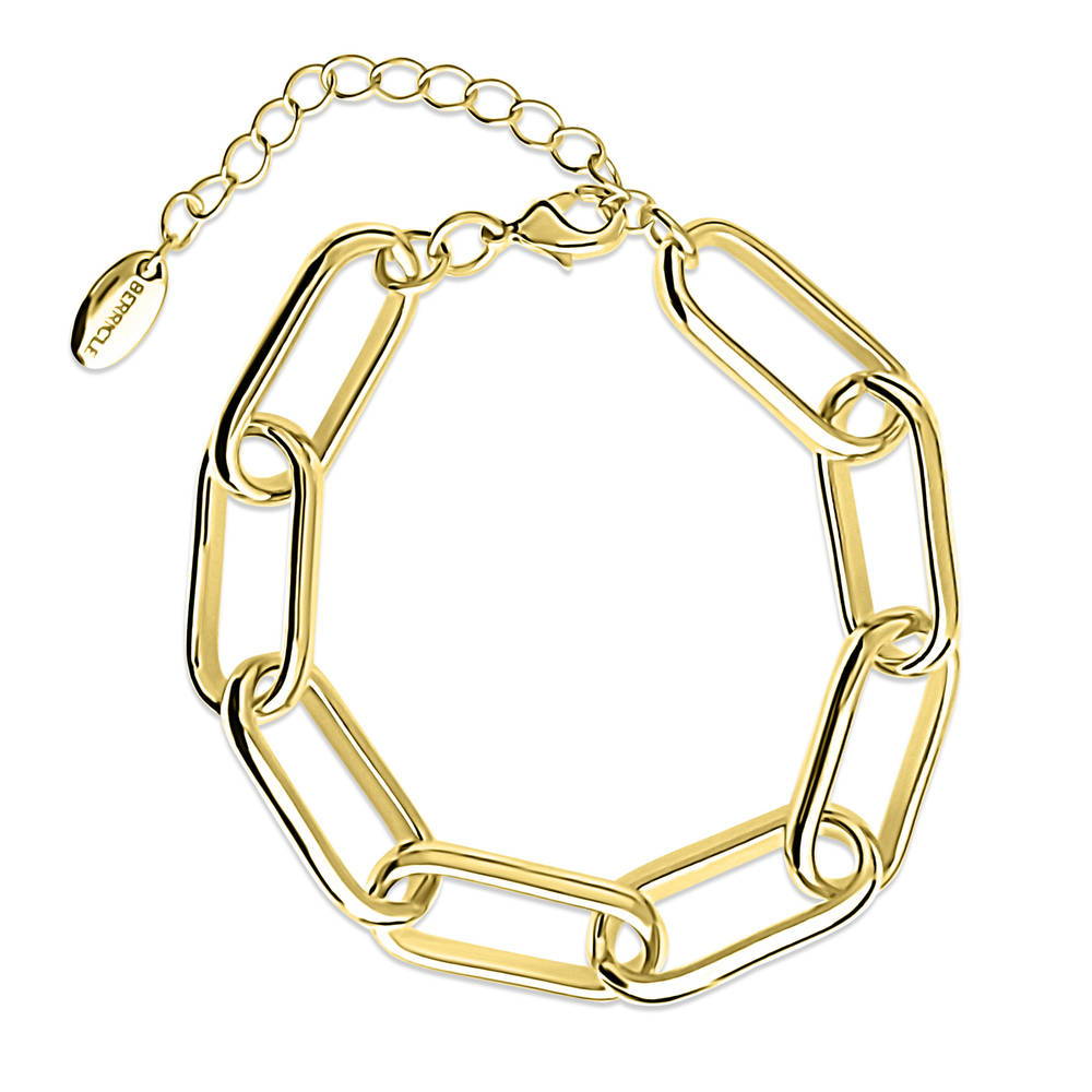 Paperclip Link Bracelet, Gold-Tone