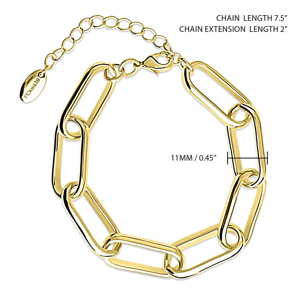 Front view of Paperclip Link Bracelet, Gold-Tone