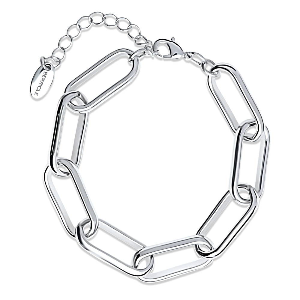 Paperclip Link Bracelet, Silver-Tone