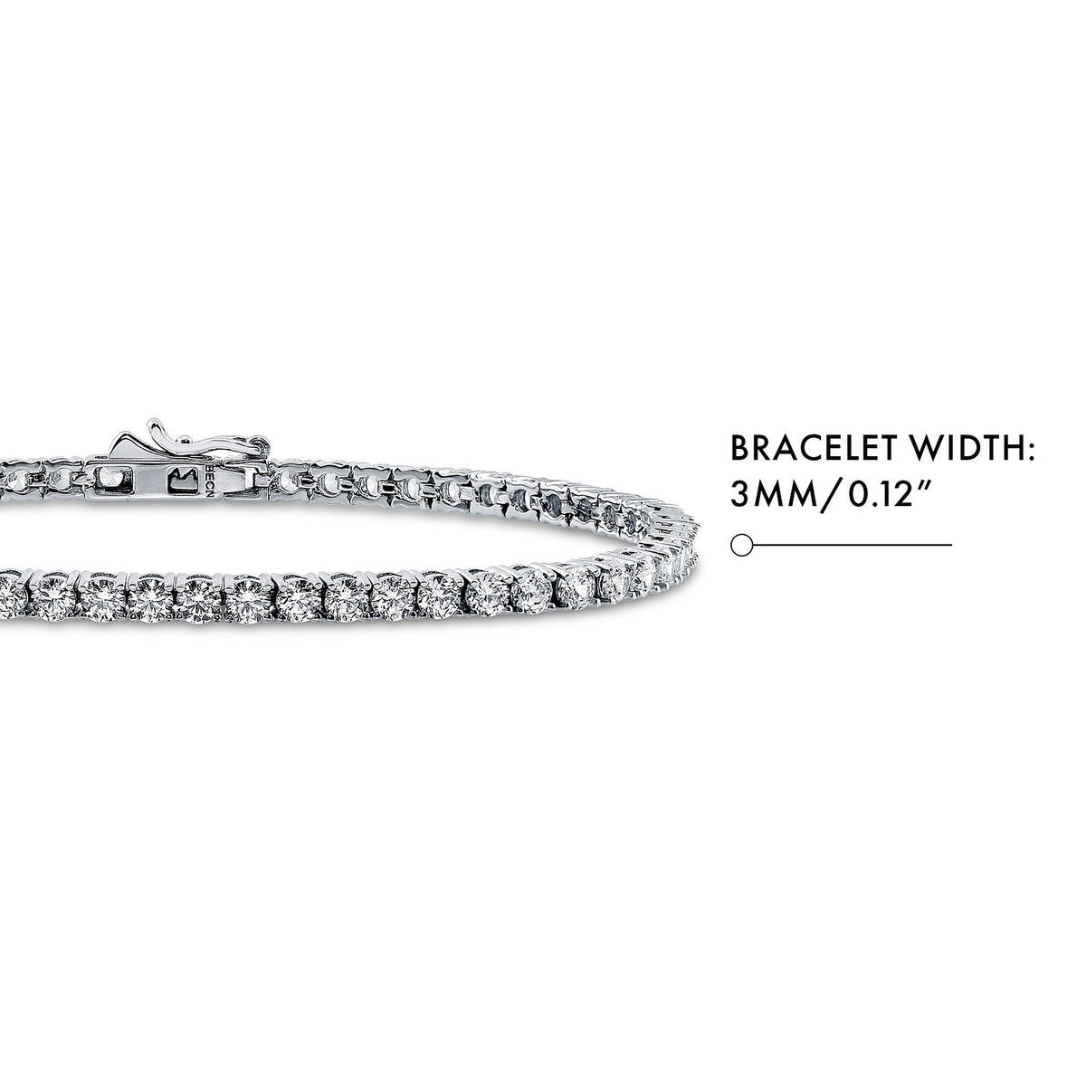 Round CZ Tennis Bracelet, Rhodium Plated / 6.5 inch