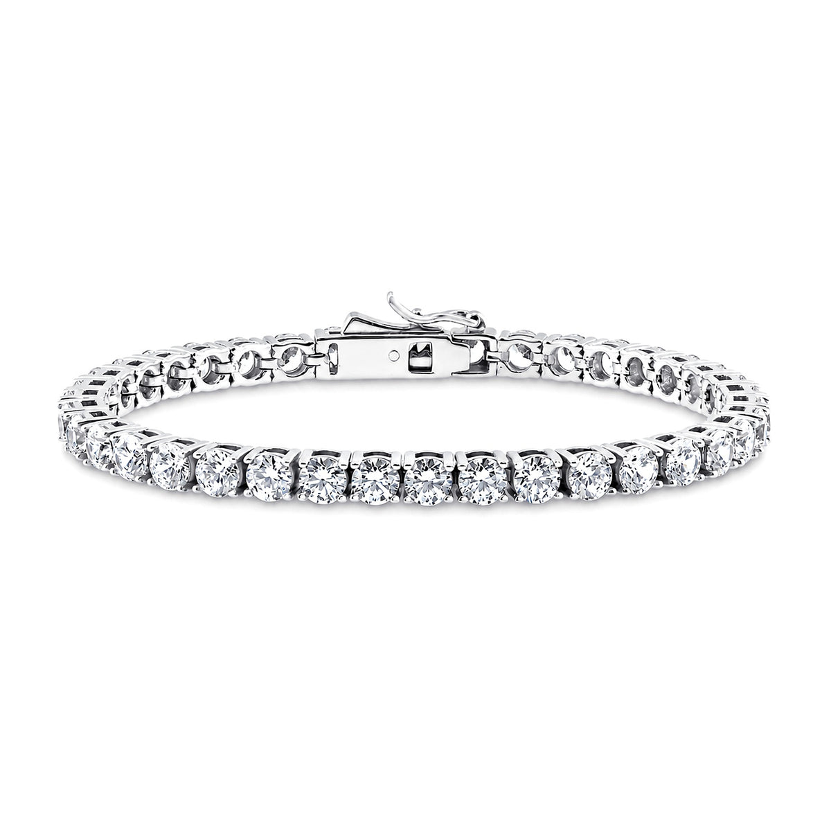 Round CZ Tennis Bracelet, Rhodium Plated / 6.5 inch