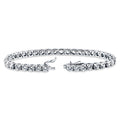 Round CZ Tennis Bracelet, Rhodium Plated / 6.5 inch