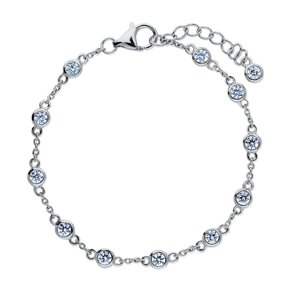 Station CZ Station Bracelet in Sterling Silver
