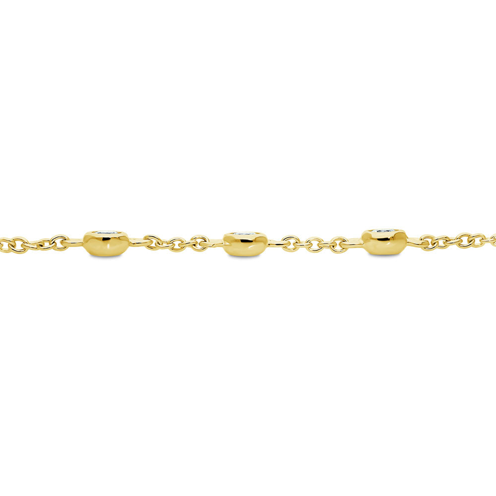 Front view of CZ by Yard Station Bracelet in Sterling Silver, Yellow Gold Flashed / Clear