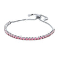 Front view of CZ Tennis Bracelet in Sterling Silver 4-9 inch, Red Color