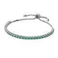 Front view of CZ Tennis Bracelet in Sterling Silver 4-9 inch, Green Color