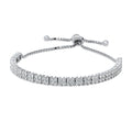 Front view of Bar CZ Tennis Bracelet in Sterling Silver 4-9 inch, Clear Color