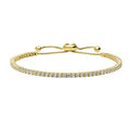 Bar CZ Tennis Bracelet in Sterling Silver 6-10 inch, Yellow Gold Flashed