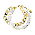 Imitation Pearl Curb Chain Bracelet and Necklace, 2 Piece, Yellow Gold Flashed